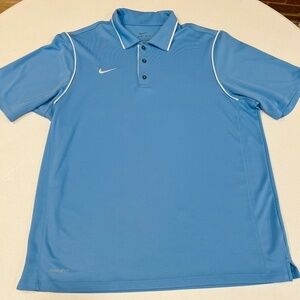 Nike Polo Shirt Men's Light Blue Dri Fit Golf Polo Shirt Large